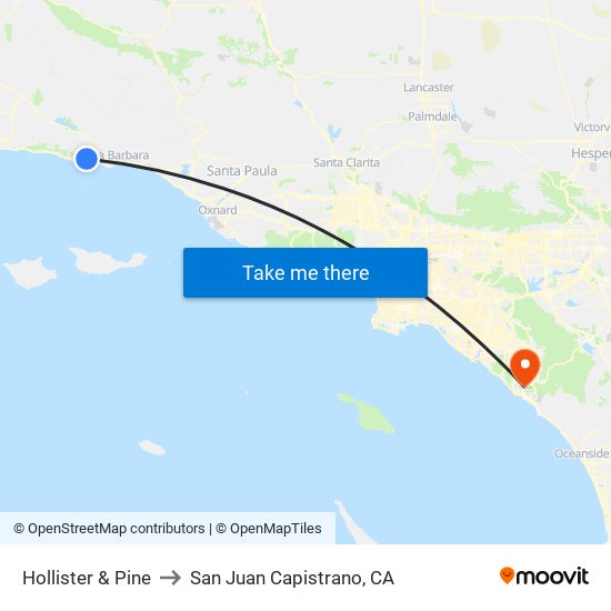 Hollister & Pine to San Juan Capistrano, CA map