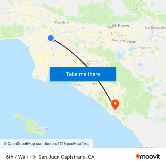 6th / Wall to San Juan Capistrano, CA map