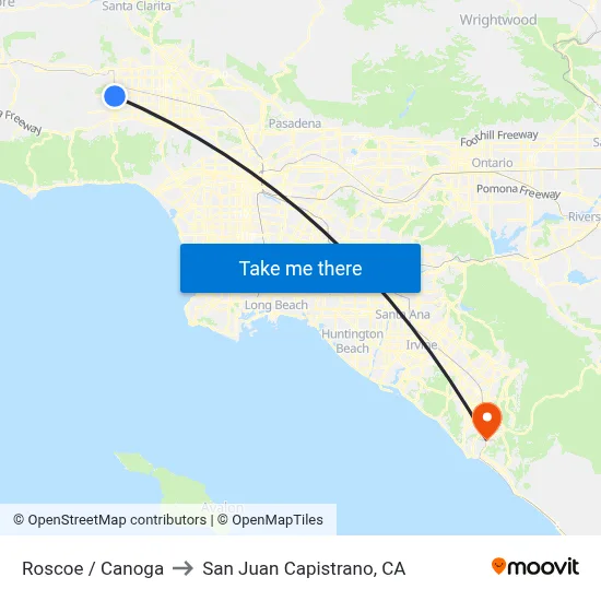 Roscoe / Canoga to San Juan Capistrano, CA map