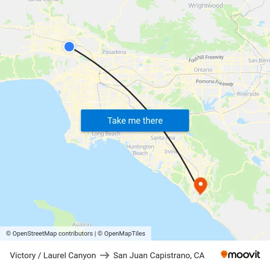 Victory / Laurel Canyon to San Juan Capistrano, CA map