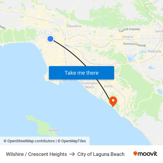 Wilshire / Crescent Heights to City of Laguna Beach map