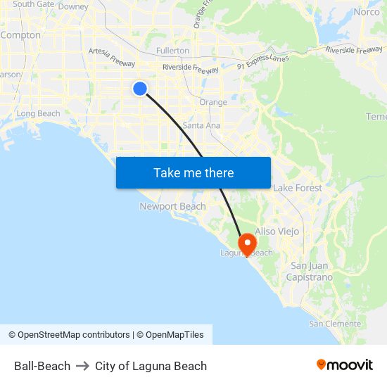 Ball-Beach to City of Laguna Beach map
