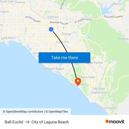 Ball-Euclid to City of Laguna Beach map