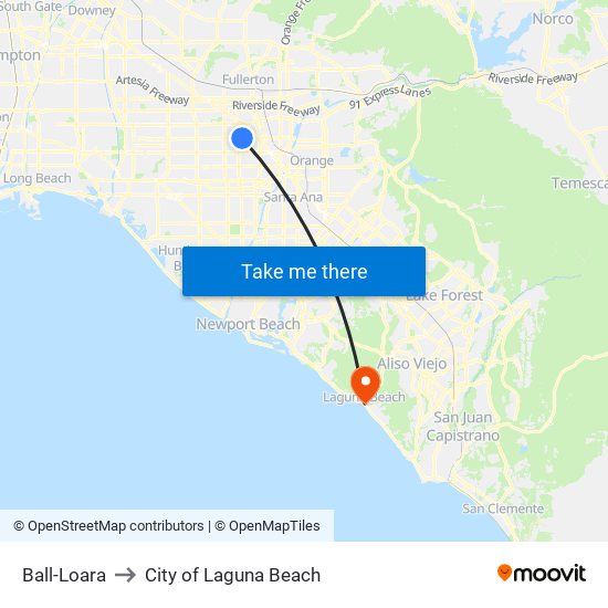 Ball-Loara to City of Laguna Beach map