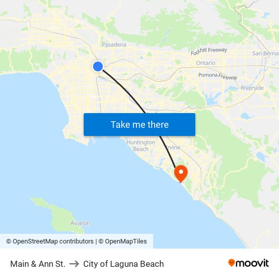 Main & Ann St. to City of Laguna Beach map