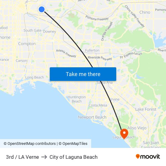 3rd / LA Verne to City of Laguna Beach map