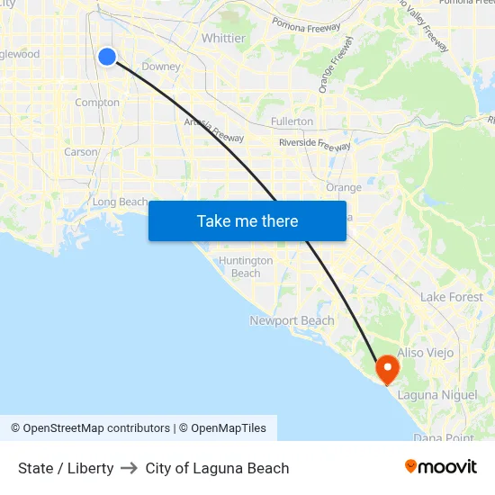 State / Liberty to City of Laguna Beach map