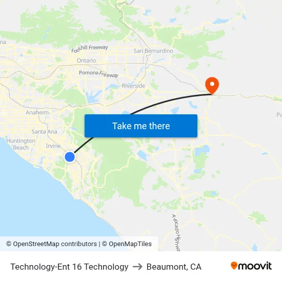 Technology-Ent 16 Technology to Beaumont, CA map