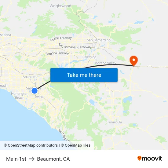 Main-1st to Beaumont, CA map