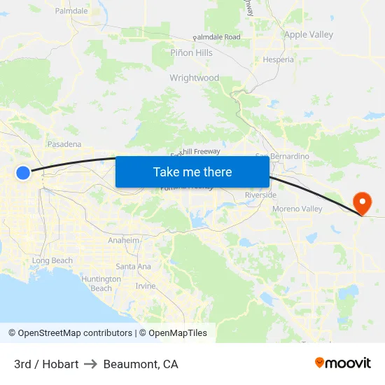 3rd / Hobart to Beaumont, CA map