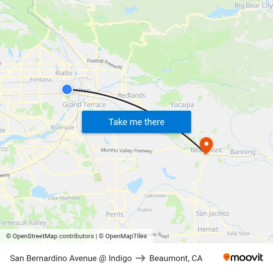 San Bernardino Avenue @ Indigo to Beaumont, CA map