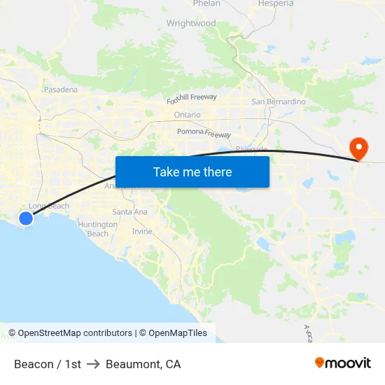 Beacon / 1st to Beaumont, CA map