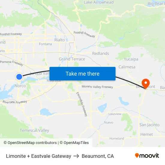 Limonite + Eastvale Gateway to Beaumont, CA map