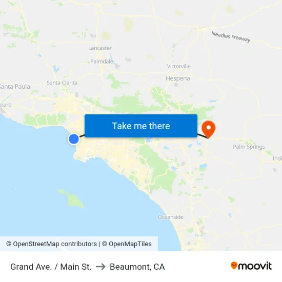 Grand Ave. / Main St. to Beaumont, CA map