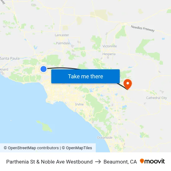 Parthenia St & Noble Ave Westbound to Beaumont, CA map