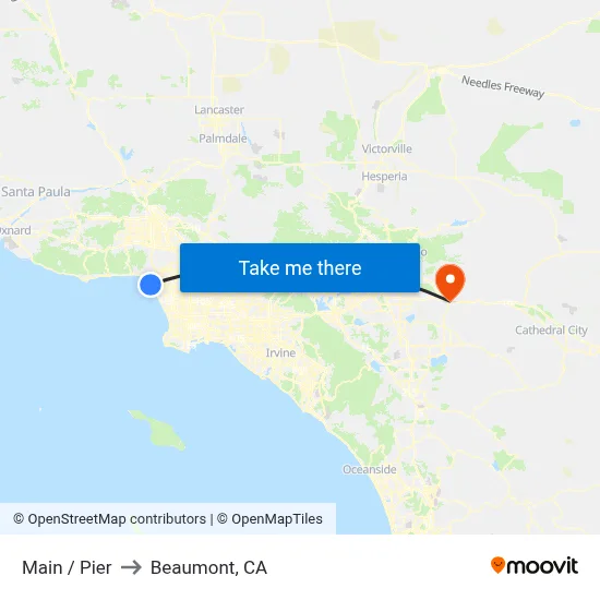 Main / Pier to Beaumont, CA map