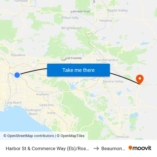Harbor St & Commerce Way (Eb)/Rosewood Park to Beaumont, CA map