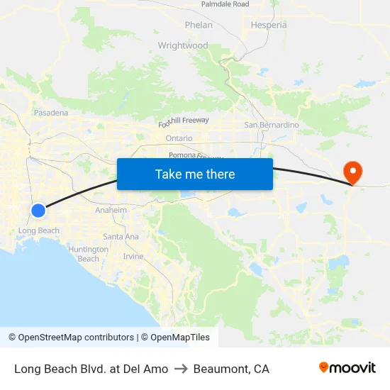 Long Beach Blvd. at Del Amo to Beaumont, CA map