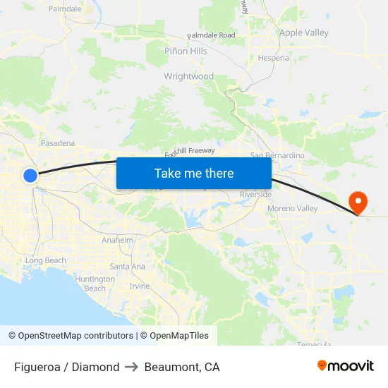 Figueroa / Diamond to Beaumont, CA map
