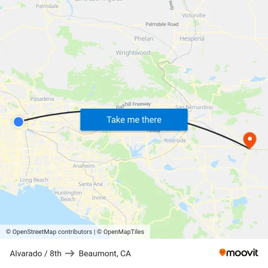 Alvarado / 8th to Beaumont, CA map