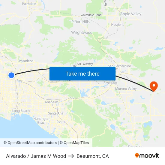 Alvarado / James M Wood to Beaumont, CA map