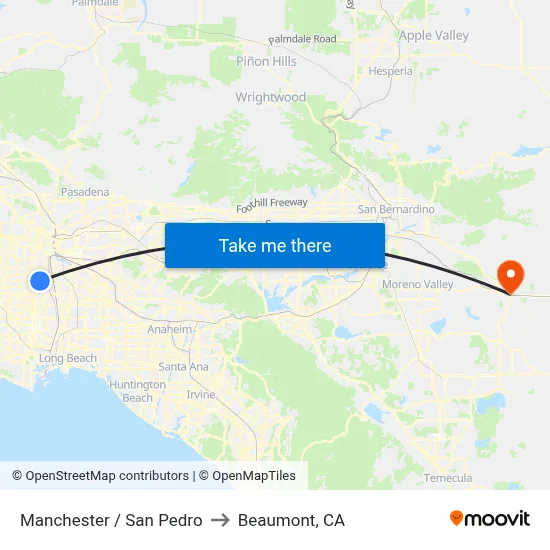 Manchester / San Pedro to Beaumont, CA map