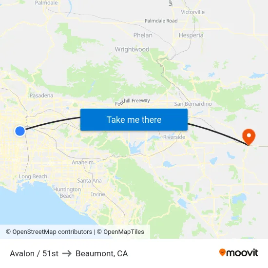 Avalon / 51st to Beaumont, CA map