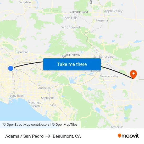 Adams / San Pedro to Beaumont, CA map