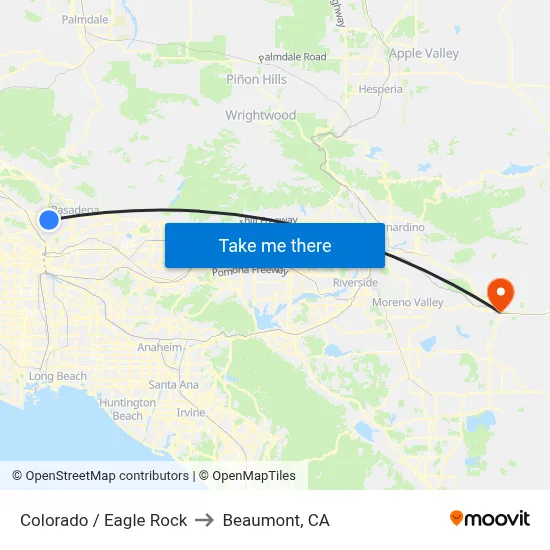 Colorado / Eagle Rock to Beaumont, CA map