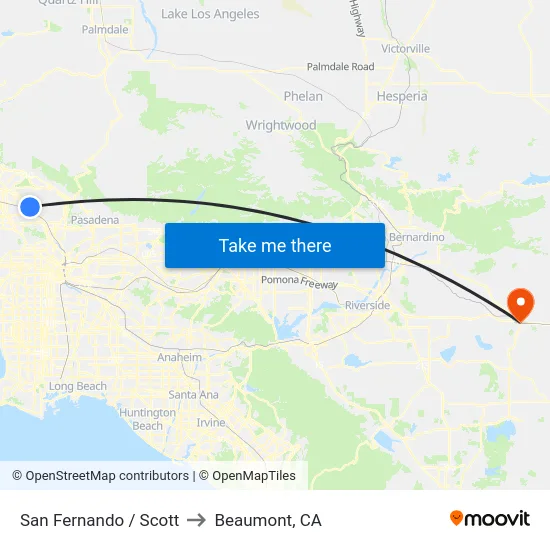 San Fernando / Scott to Beaumont, CA map