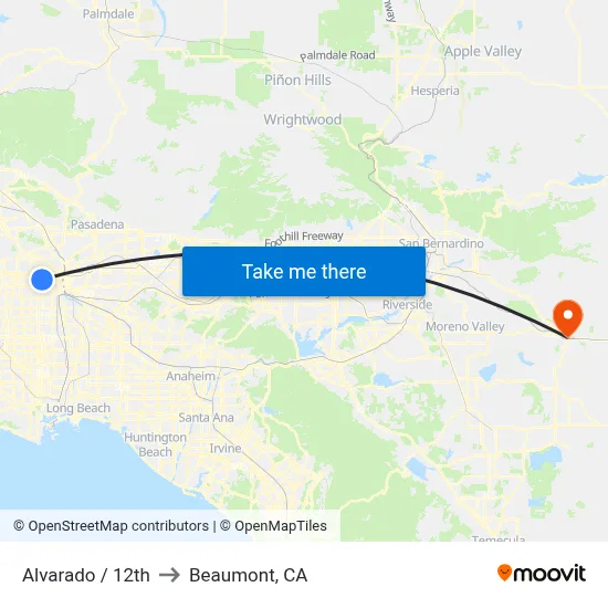 Alvarado / 12th to Beaumont, CA map