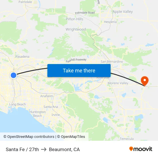 Santa Fe / 27th to Beaumont, CA map