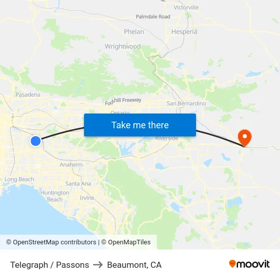Telegraph / Passons to Beaumont, CA map