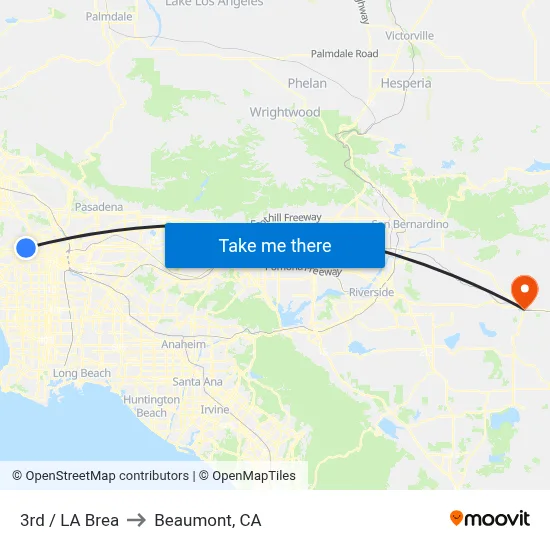 3rd / LA Brea to Beaumont, CA map