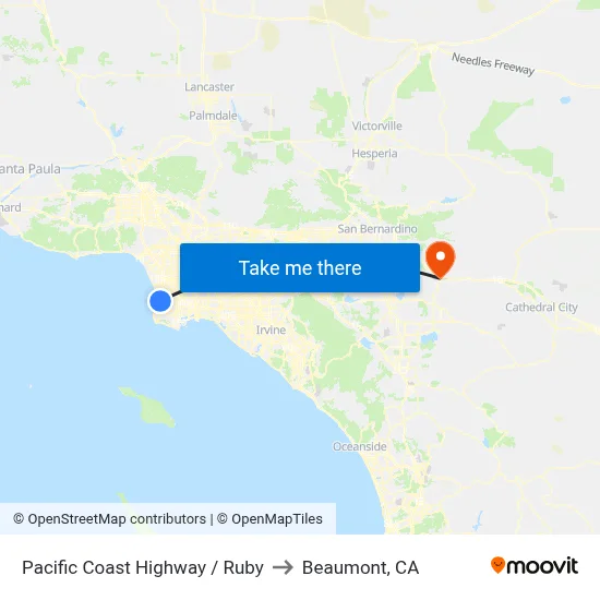Pacific Coast Highway / Ruby to Beaumont, CA map