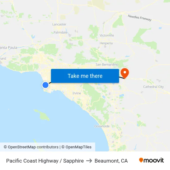 Pacific Coast Highway / Sapphire to Beaumont, CA map