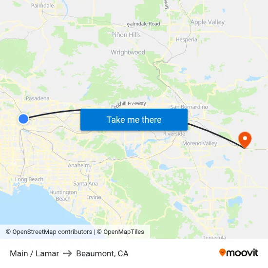 Main / Lamar to Beaumont, CA map