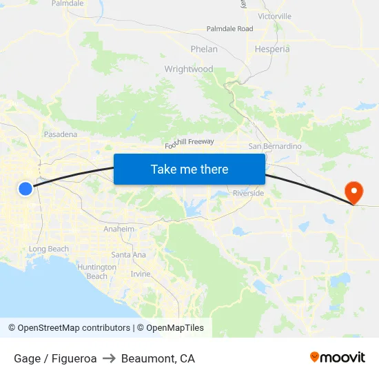 Gage / Figueroa to Beaumont, CA map