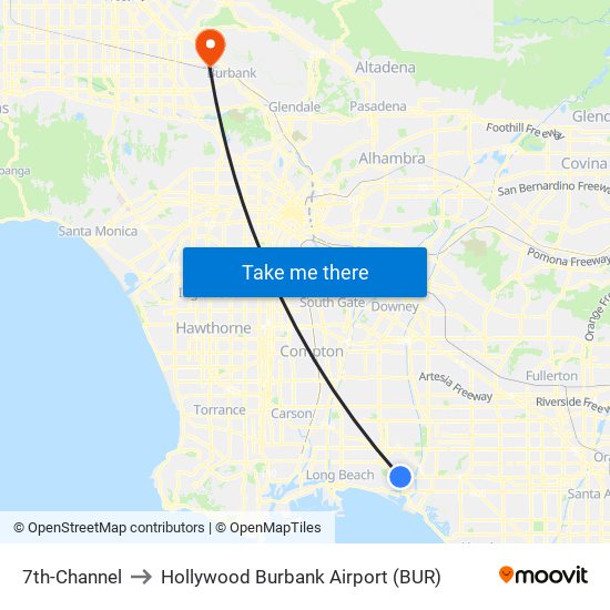 7th-Channel to Hollywood Burbank Airport (BUR) map