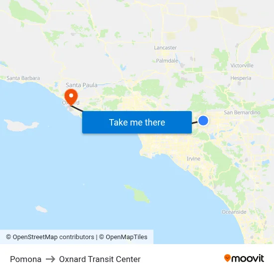 Pomona to Oxnard Transit Center map