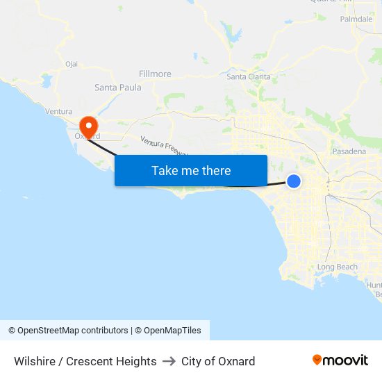 Wilshire / Crescent Heights to City of Oxnard map