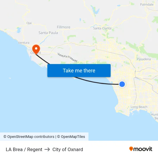LA Brea / Regent to City of Oxnard map
