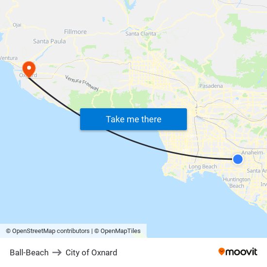 Ball-Beach to City of Oxnard map