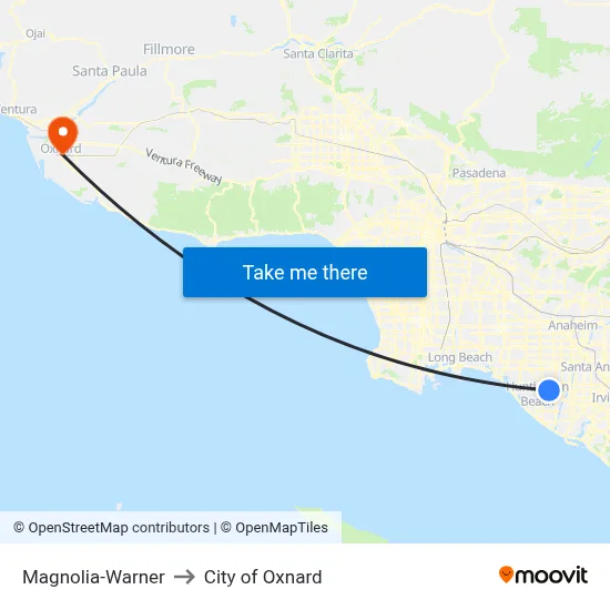 Magnolia-Warner to City of Oxnard map