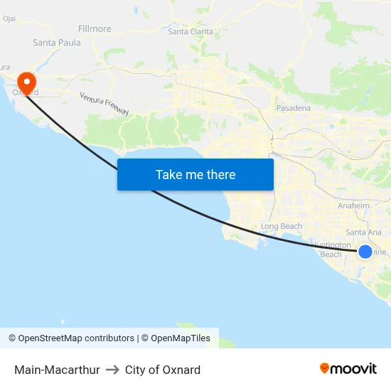 Main-Macarthur to City of Oxnard map