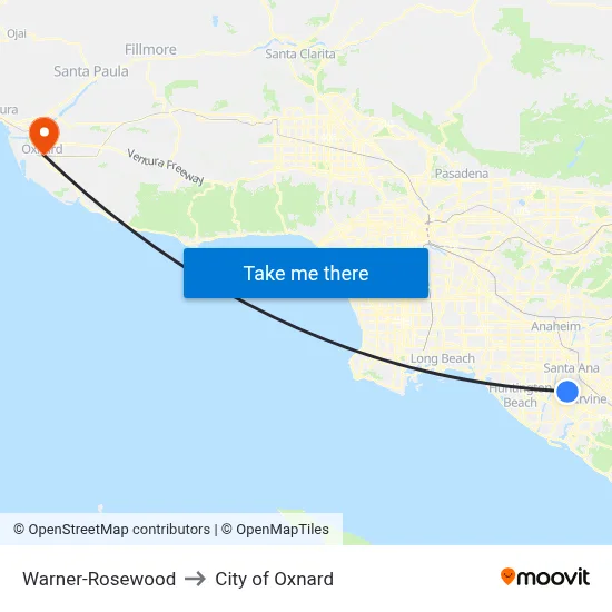 Warner-Rosewood to City of Oxnard map