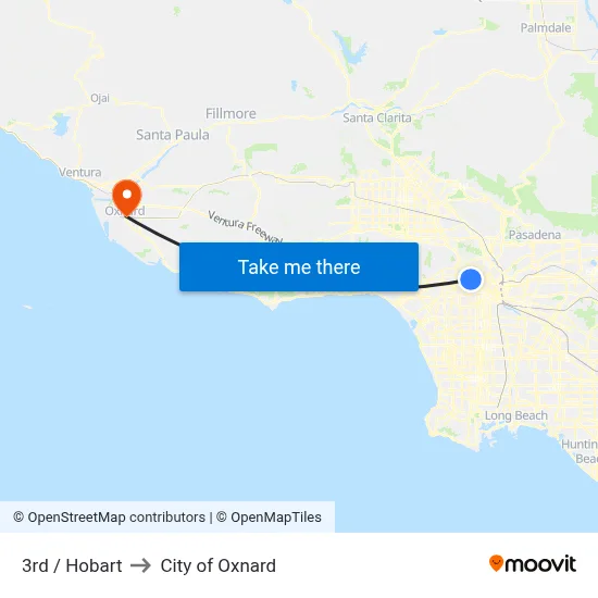 3rd / Hobart to City of Oxnard map