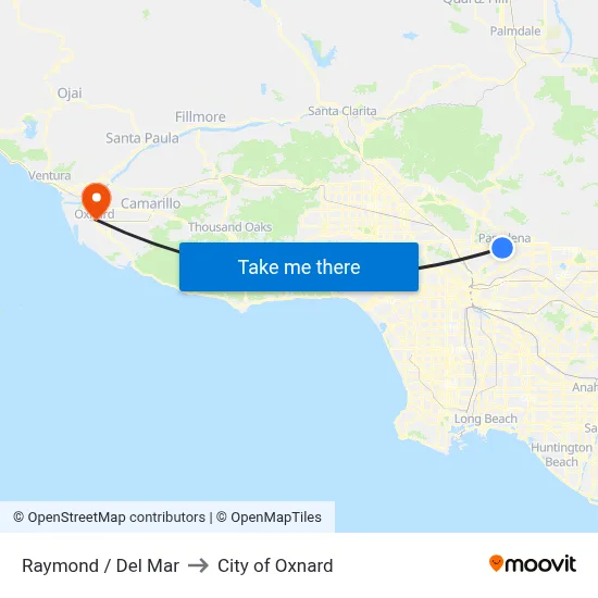 Raymond / Del Mar to City of Oxnard map