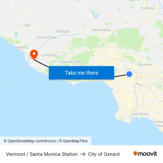 Vermont / Santa Monica Station to City of Oxnard map