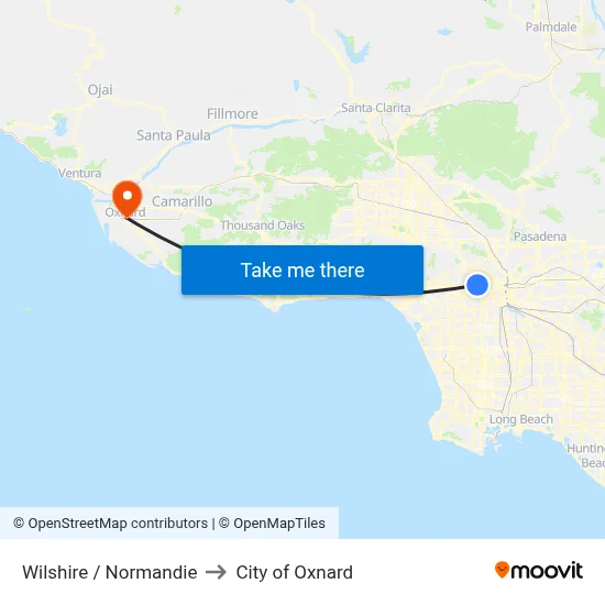 Wilshire / Normandie to City of Oxnard map